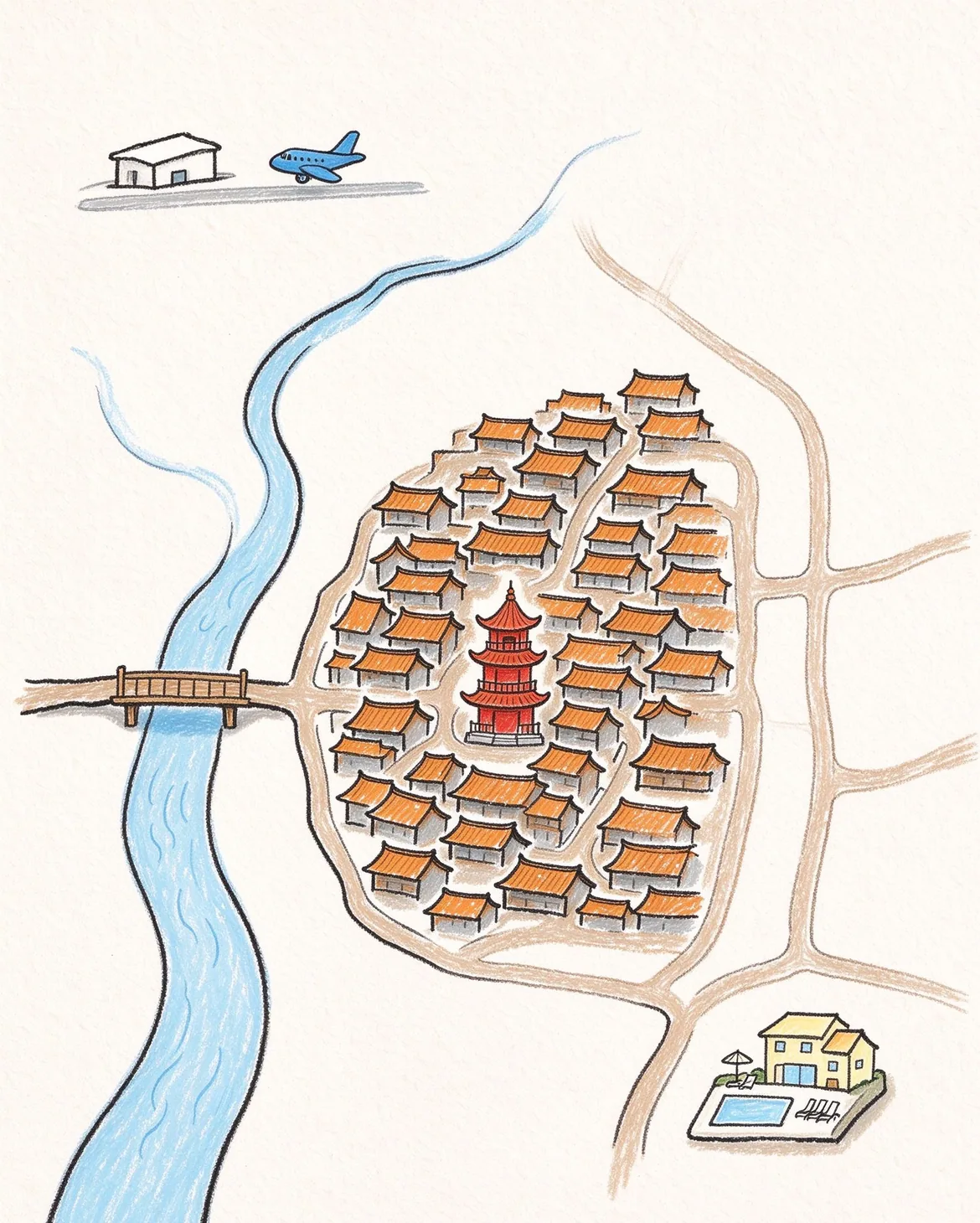 景德镇手绘地图